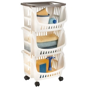 Кухненска количка, бяло и кафяво