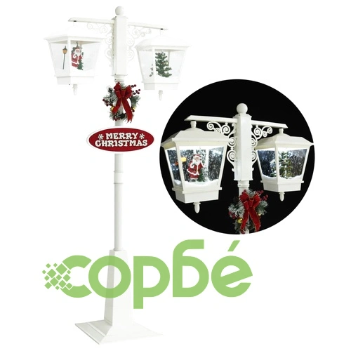 Улична лампа с Дядо Коледа, бяло и червено, 81x40x188 см, PVC ➤ топ цена ➤ sorbe.bg