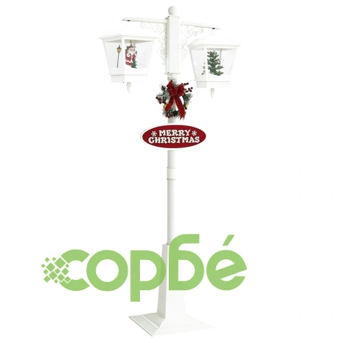 Улична лампа с Дядо Коледа, бяло и червено, 81x40x188 см, PVC ➤ топ цена ➤ sorbe.bg