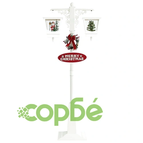 Улична лампа с Дядо Коледа, бяло и червено, 81x40x188 см, PVC ➤ топ цена ➤ sorbe.bg