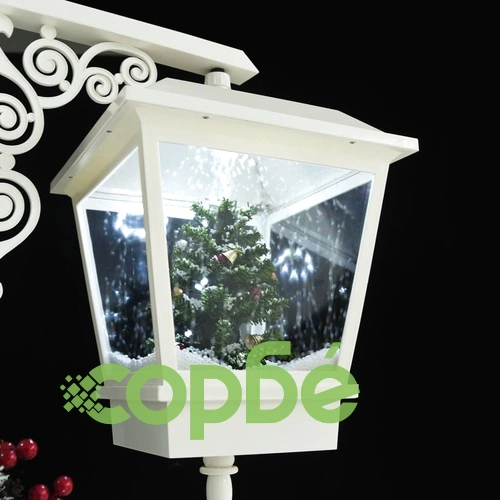 Улична лампа с Дядо Коледа, бяло и червено, 81x40x188 см, PVC ➤ топ цена ➤ sorbe.bg