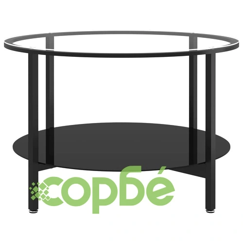 Маса за чай, черно и прозрачно, 70 cм, закалено стъкло ➤ топ цена ➤ sorbe.bg