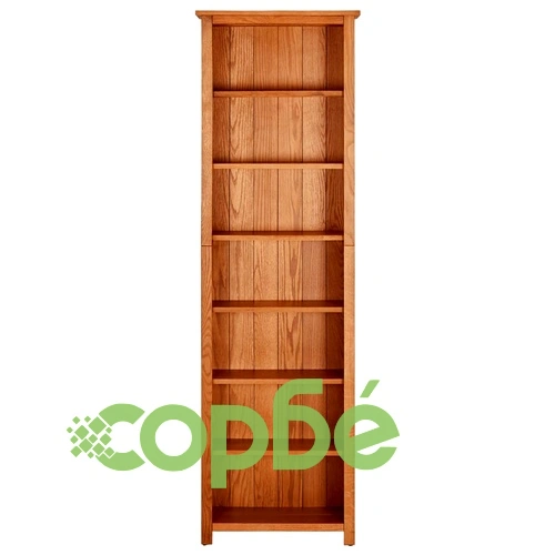 Библиотека с 7 рафта, 60x22x200 см, дъбов масив ➤ топ цена ➤ sorbe.bg