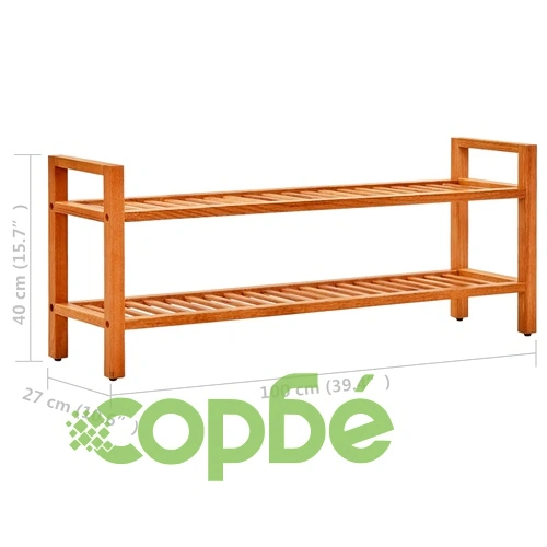 Поставка за обувки с 2 рафта, 100x27x40 см, дъбов масив ➤ топ цена ➤ sorbe.bg