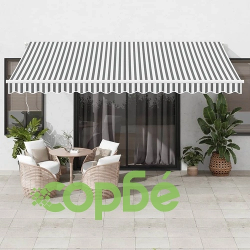 Автоматично прибираща се тента, антрацит и бял, 450x300 см ➤ топ цена ➤ sorbe.bg
