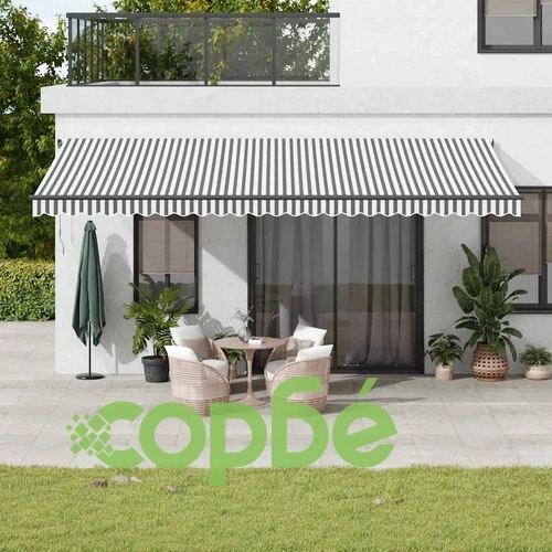 Ръчно прибираща се тента с LED, антрацит и бял, 600x300 см ➤ топ цена ➤ sorbe.bg