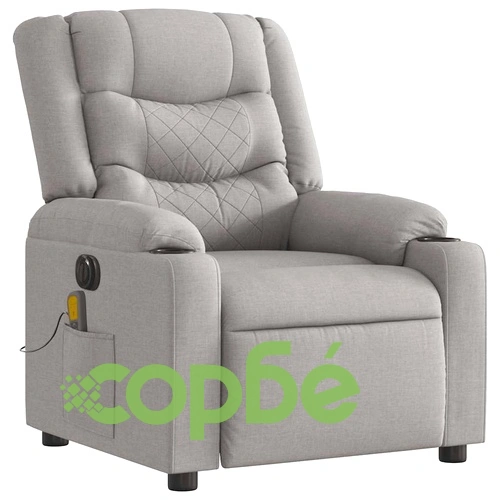 Електрически масажен реклайнер стол, облачно сив, текстил ➤ топ цена ➤ sorbe.bg
