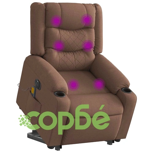 Електрически изправящ масажен реклайнер стол кафяв текстил ➤ топ цена ➤ sorbe.bg