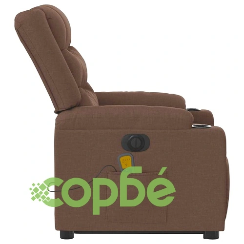 Електрически изправящ масажен реклайнер стол кафяв текстил ➤ топ цена ➤ sorbe.bg