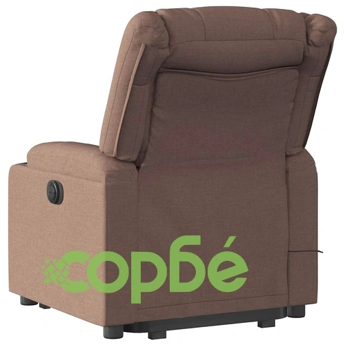 Електрически изправящ масажен реклайнер стол кафяв текстил ➤ топ цена ➤ sorbe.bg