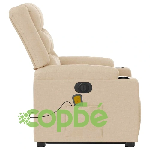 Електрически изправящ масажен реклайнер стол кремав текстил ➤ топ цена ➤ sorbe.bg