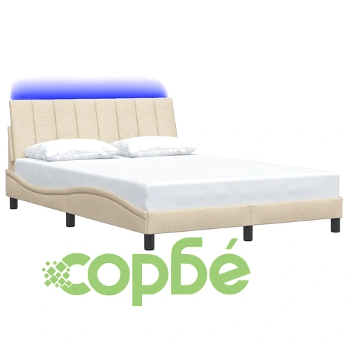 Рамка за легло без матрак, кремава, 140x190 см, плат ➤ топ цена ➤ sorbe.bg