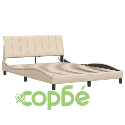 Рамка за легло без матрак, кремава, 140x190 см, плат ➤ топ цена ➤ sorbe.bg