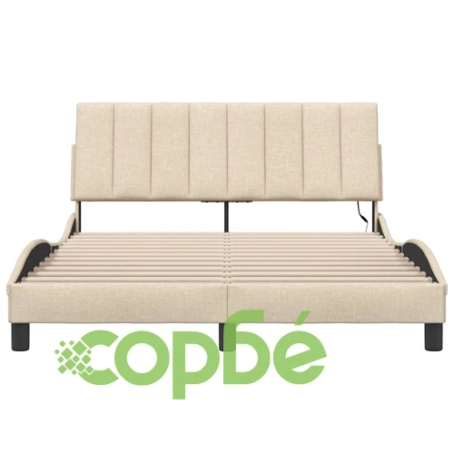 Рамка за легло без матрак, кремава, 140x190 см, плат ➤ топ цена ➤ sorbe.bg