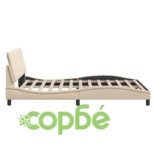 Рамка за легло без матрак, кремава, 140x190 см, плат ➤ топ цена ➤ sorbe.bg