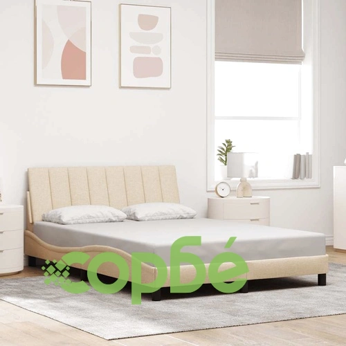 Рамка за легло без матрак, кремава, 140x190 см, плат ➤ топ цена ➤ sorbe.bg