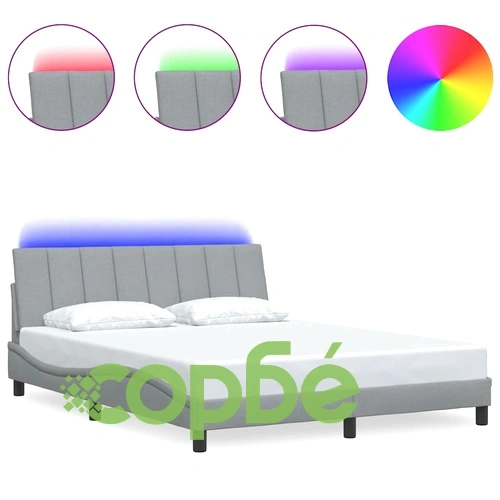 Рамка за легло без матрак, светлосива, 160x200 см, плат ➤ топ цена ➤ sorbe.bg