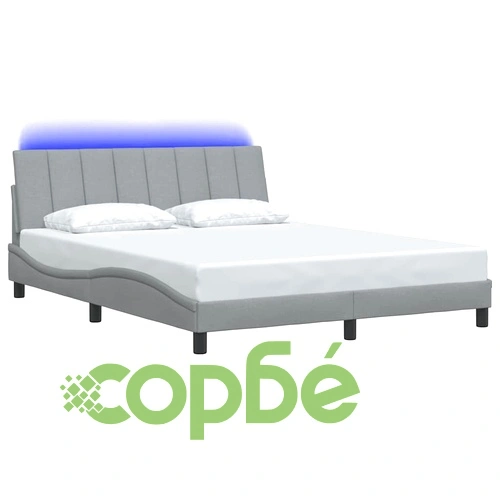 Рамка за легло без матрак, светлосива, 160x200 см, плат ➤ топ цена ➤ sorbe.bg