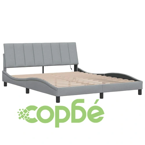 Рамка за легло без матрак, светлосива, 160x200 см, плат ➤ топ цена ➤ sorbe.bg