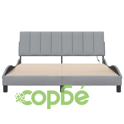 Рамка за легло без матрак, светлосива, 160x200 см, плат ➤ топ цена ➤ sorbe.bg