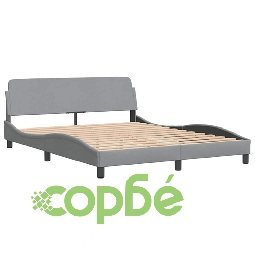 Рамка за легло без матрак, светлосива, 160x200 см, плат ➤ топ цена ➤ sorbe.bg