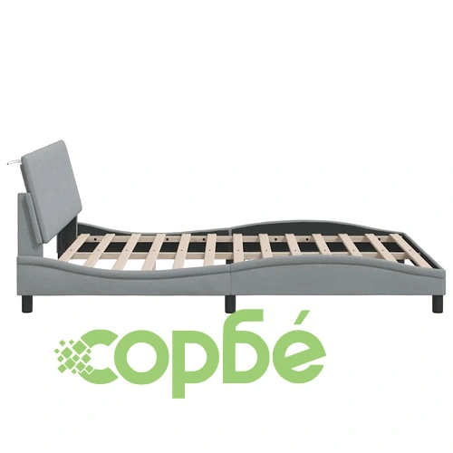 Рамка за легло без матрак, светлосива, 160x200 см, плат ➤ топ цена ➤ sorbe.bg