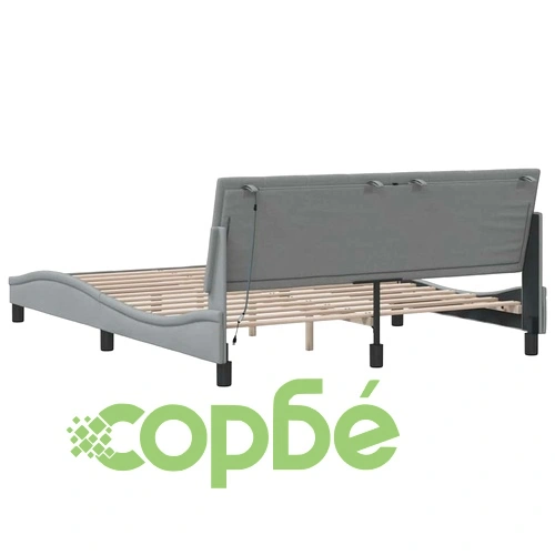 Рамка за легло без матрак, светлосива, 160x200 см, плат ➤ топ цена ➤ sorbe.bg