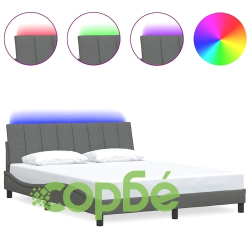 Рамка за легло без матрак, тъмносива, 160x200 см, плат ➤ топ цена ➤ sorbe.bg