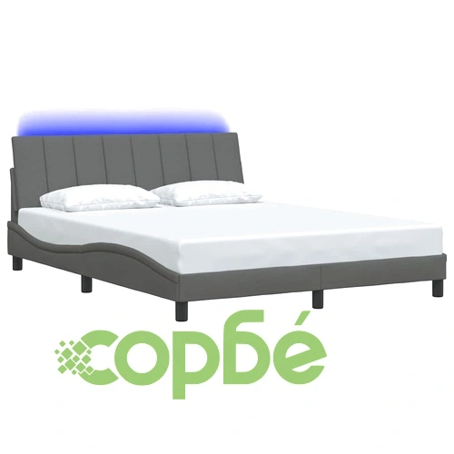 Рамка за легло без матрак, тъмносива, 160x200 см, плат ➤ топ цена ➤ sorbe.bg