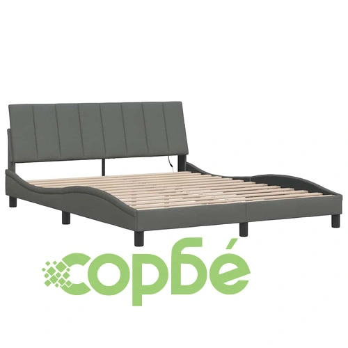 Рамка за легло без матрак, тъмносива, 160x200 см, плат ➤ топ цена ➤ sorbe.bg