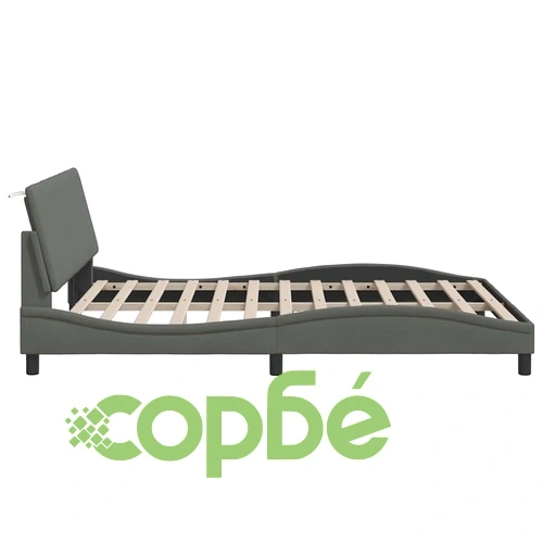 Рамка за легло без матрак, тъмносива, 160x200 см, плат ➤ топ цена ➤ sorbe.bg