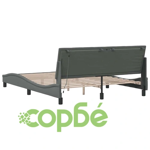 Рамка за легло без матрак, тъмносива, 160x200 см, плат ➤ топ цена ➤ sorbe.bg