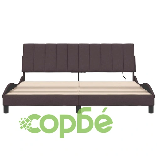 Рамка за легло без матрак, тъмнокафява, 180x200 см, плат ➤ топ цена ➤ sorbe.bg