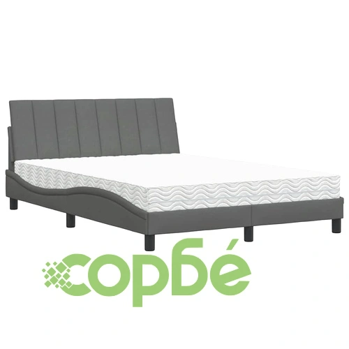 Легло с матрак, тъмносиво, 140x190 см плат ➤ топ цена ➤ sorbe.bg