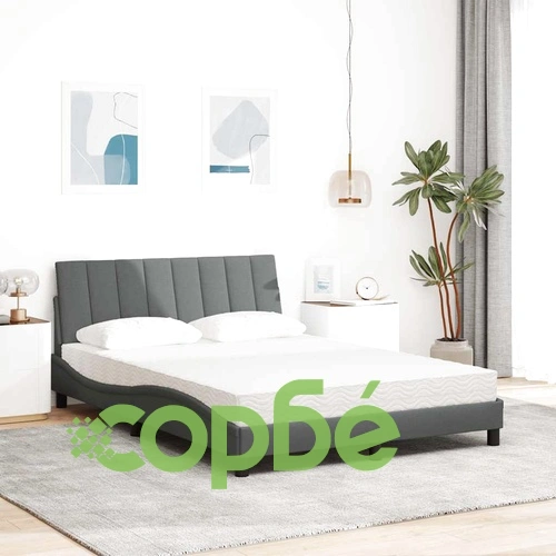 Легло с матрак, тъмносиво, 140x190 см плат ➤ топ цена ➤ sorbe.bg