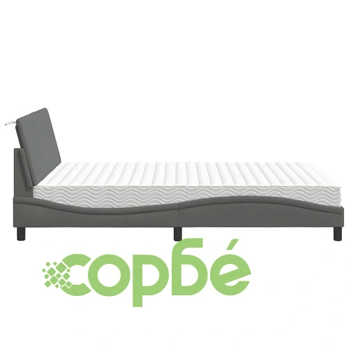 Легло с матрак, тъмносиво, 140x190 см плат ➤ топ цена ➤ sorbe.bg