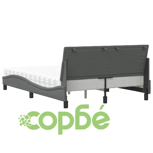 Легло с матрак, тъмносиво, 140x190 см плат ➤ топ цена ➤ sorbe.bg