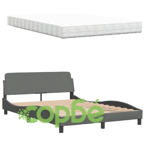 Легло с матрак, тъмносиво, 140x190 см плат ➤ топ цена ➤ sorbe.bg