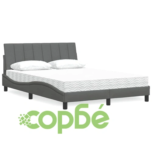 Легло с матрак, тъмносиво, 140x190 см плат ➤ топ цена ➤ sorbe.bg