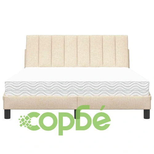 Легло с матрак, кремаво, 140x190 см, плат ➤ топ цена ➤ sorbe.bg