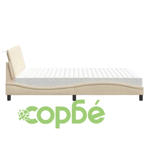 Легло с матрак, кремаво, 140x190 см, плат ➤ топ цена ➤ sorbe.bg