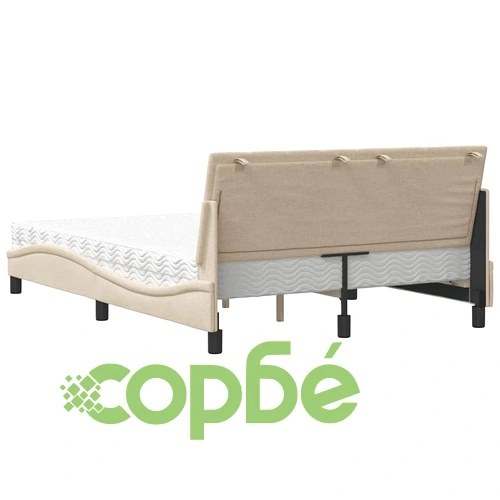 Легло с матрак, кремаво, 140x190 см, плат ➤ топ цена ➤ sorbe.bg