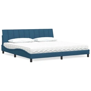 Легло с матрак, синьо, 200x200 см, плат