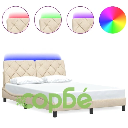 Рамка за легло с LED без матрак Cream 140x190 cm Fabric ➤ топ цена ➤ sorbe.bg