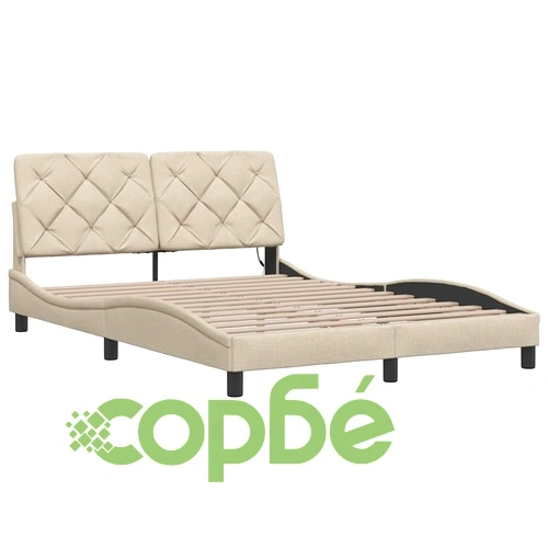 Рамка за легло с LED без матрак Cream 140x190 cm Fabric ➤ топ цена ➤ sorbe.bg