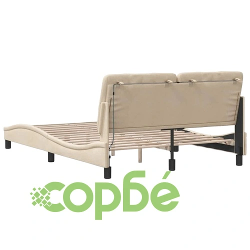 Рамка за легло с LED без матрак Cream 140x190 cm Fabric ➤ топ цена ➤ sorbe.bg