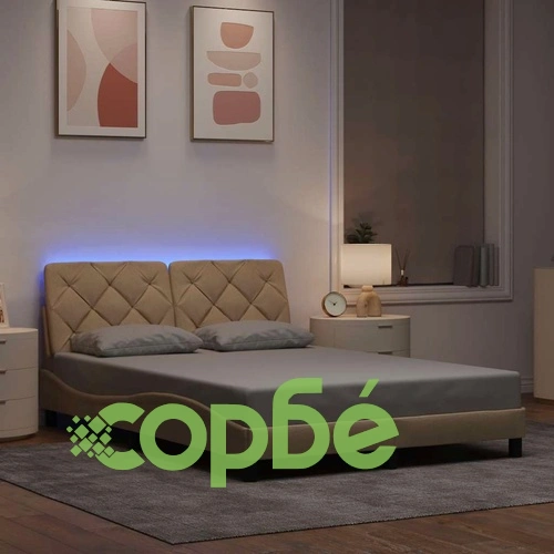 Рамка за легло с LED без матрак Cream 140x190 cm Fabric ➤ топ цена ➤ sorbe.bg