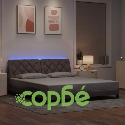 Рамка за легло със светодиод без матрак Taupe 180x200 cm Fabric ➤ топ цена ➤ sorbe.bg