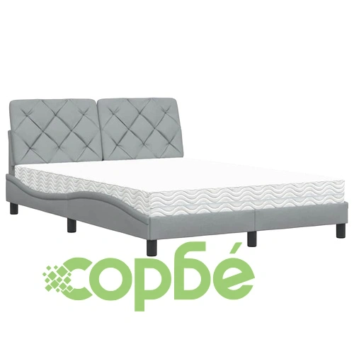 Легло с матрак, светлосиво, 140x190 см плат ➤ топ цена ➤ sorbe.bg