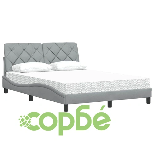 Легло с матрак, светлосиво, 140x190 см плат ➤ топ цена ➤ sorbe.bg